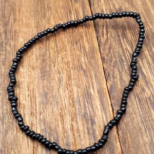 B2334 black seed beaded bracelet midnight Gothic grunge stretch
